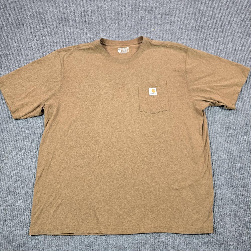 Carhartt Shirt Mens 2XL Brown Loose Fit Pocket Workwear Tee T-Shirt Tagless